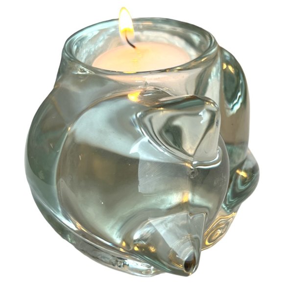 2 Items: INDIANA GLASS Cat Votive Candle Holder & NWT Kitty Ribbon Feline Meow - Picture 3 of 12